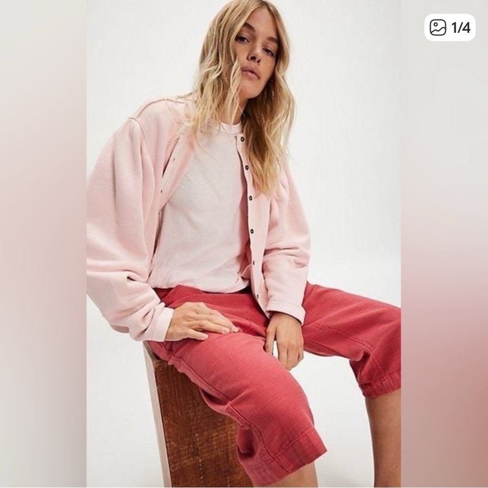 Free people pink nomad sweatshirt cardigan medium nwt